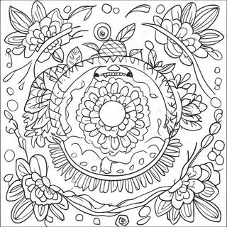 Simple Mexican Folk Art Coloring Page | Simple Mexican Folk Art coloring page