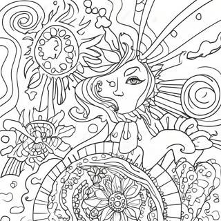Psychedelic Galaxy Scene Coloring Page | Galaxy Trippy for Adults coloring page