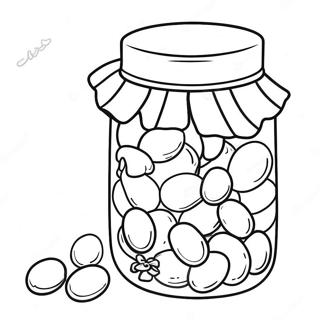 Colorful Jelly Beans in a Jar Coloring Page | Jelly Beans coloring page