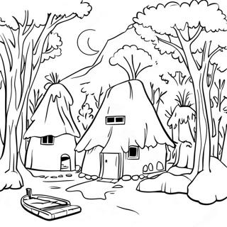 Traditional Wampanoag Village Coloring Page | Wampanoag coloring page