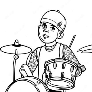 Travis Barker Drumming Coloring Page | Blink 182 coloring page