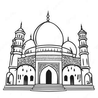 Beautiful Mosque Silhouette Coloring Page | Mosque coloring page