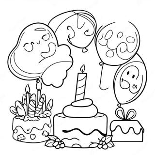 Happy 11th Birthday Celebration Coloring Page | Happy 11th Birthday coloring page