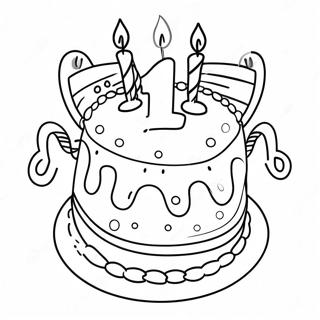 Colorful Happy 11th Birthday Cake Coloring Page | Happy 11th Birthday coloring page