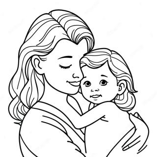 Página para Colorir Mamãe e Bebê Abraçados | Página para colorir de Mãe e Bebê