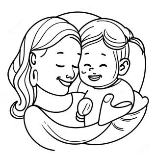 Página para Colorir Mamãe e Bebê Brincalhões | Página para colorir de Mãe e Bebê