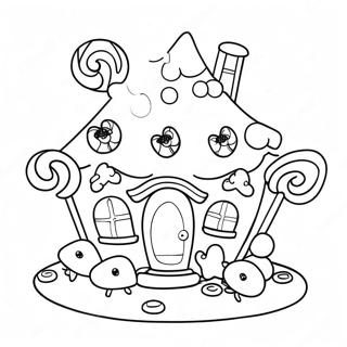 Whimsical Candy House Coloring Page | Candy House coloring page