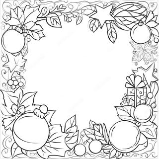 Festlicher Weihnachtsrahmen Ausmalbild | Weihnachtsrand Clipart Ausmalbild