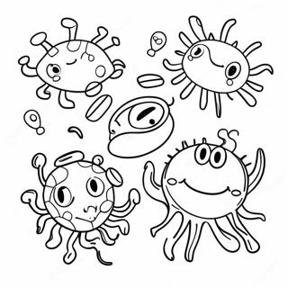 Colorful Virus Characters Coloring Page | Covid coloring page