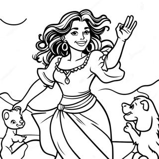 Esmeralda Dancing with Gypsies Coloring Page | Esmeralda coloring page