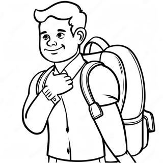 David with a Colorful Backpack Coloring Page | David Goes to School coloring page