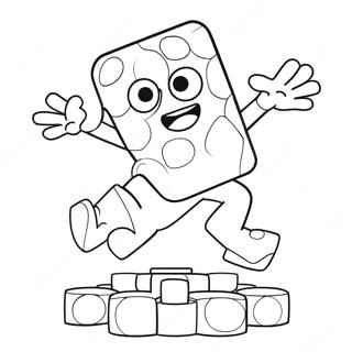 Colorful Q*bert Jumping Coloring Page | Q*bert coloring page