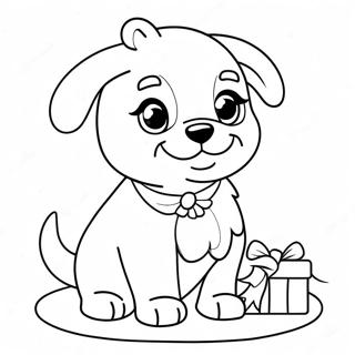 Page à colorier un Mignon Chiot de Noël | Page de coloriage Charming Chiot de Noël
