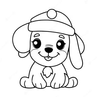 Page à colorier d'un adorable chiot de Noël avec un chapeau de Santa | Page de coloriage Charming Chiot de Noël