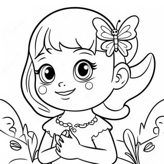 Cute Mia with a Butterfly Coloring Page | Mia coloring page