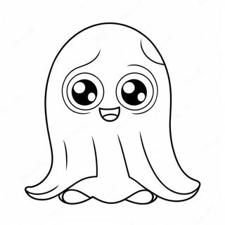 Adorable Kawaii Ghost with Big Eyes Coloring Page | Kawaii Cute Ghost coloring page