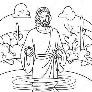 Jesus Baptism Scene Coloring Page | Jesus Baptism coloring page
