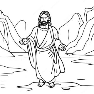 Jesus in the Jordan River Coloring Page | Jesus Baptism coloring page