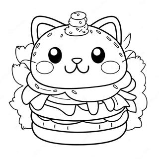 Funny Cat Burger Coloring Page | Cat Burger coloring page