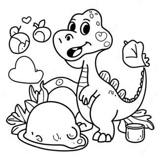 Dinosaur Thanksgiving Feast Coloring Page | Dinosaur Thanksgiving coloring page