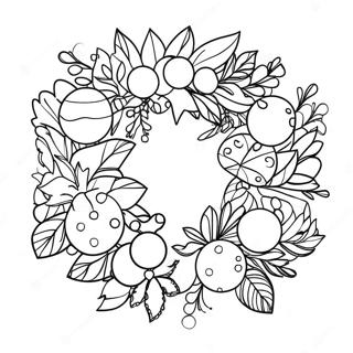 Festive Christmas Wreath Coloring Page | Christmas Wreath coloring page