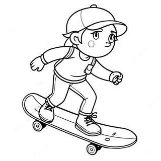 Tomboy Character with Skateboard Coloring Page | Tomboy coloring page