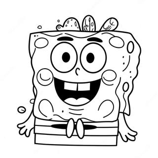 Happy SpongeBob Face Coloring Page | SpongeBob Face Black and White coloring page
