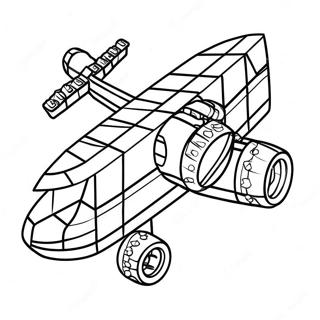 Colorful Lego Airplane in Flight Coloring Page | Lego Airplane coloring page