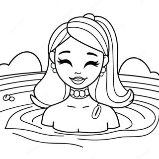 Barbie Swimming in Colorful Pool Coloring Page | Barbie Swimming coloring page