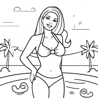 Barbie in Bright Swimsuit Coloring Page | Barbie Swimming coloring page