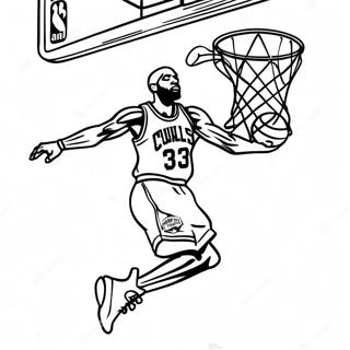 Dynamic NBA Player Dunking Coloring Page | Logo NBA coloring page