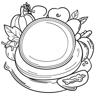 Thanksgiving Plate Full of Delicious Food Coloring Page | Thanksgiving Plate coloring page