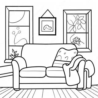 Cozy Couch Coloring Page | Couch coloring page