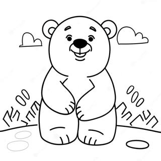 Cute Polar Bear in Snow Coloring Page | Arctic coloring page