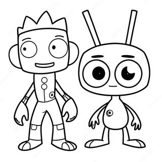 Zim and Gir Silly Adventure Coloring Page | Invader Zim coloring page