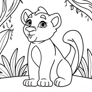 Nala in a Playful Pose Coloring Page | Nala Lion King coloring page