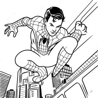 Spiderman Tom Holland Action Pose Coloring Page | Spiderman Tom Holland coloring page
