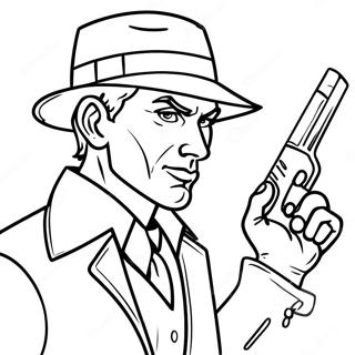 Mysterious Detective in Action Coloring Page | True Crime Art coloring page