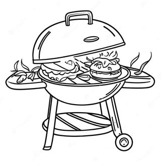 BBQ Grill with Delicious Burgers Coloring Page | Grill coloring page