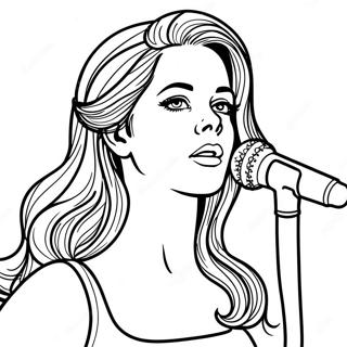 Lana Del Rey Singing Beautifully Coloring Page | Lana Del Rey coloring page