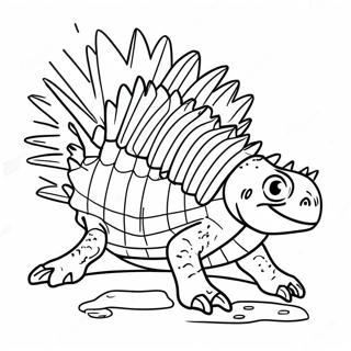 Colorful Dimetrodon with Spiky Sail Coloring Page | Dimetrodon coloring page