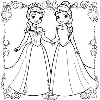 Elsa och Anna Pappersdockor Färgläggningssida | Elsa och Anna Pappersdockor målarbild