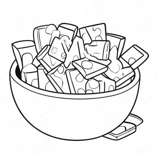 Colorful Chips in a Bowl Coloring Page | Chips coloring page