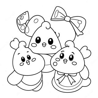 Cute Peeps with Bows Coloring Page | Peeps Outline coloring page