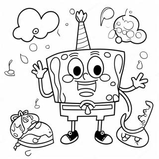 SpongeBob Happy Birthday Coloring Page | SpongeBob Happy Birthday coloring page