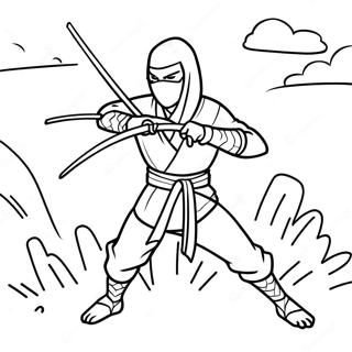 Stealthy Night Ninja in Action Coloring Page | Night Ninja coloring page