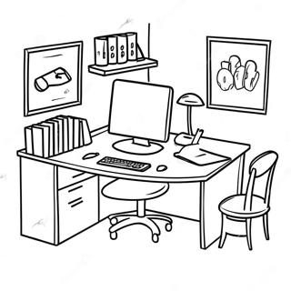 Office Desk Coloring Page | Office coloring page