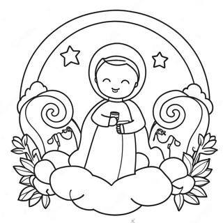 Colorful Adoration Scene Coloring Page | Adoration coloring page