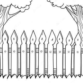 Charming White Picket Fence Coloring Page | Fence coloring page