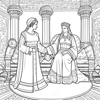 Queen Esther in the Palace Coloring Page | Queen Esther coloring page